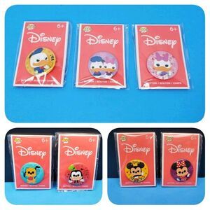 Lot of 7 Funko POP! Disney 1" Buttons Mickey & Minnie Goofy Donald Daisy Pluto